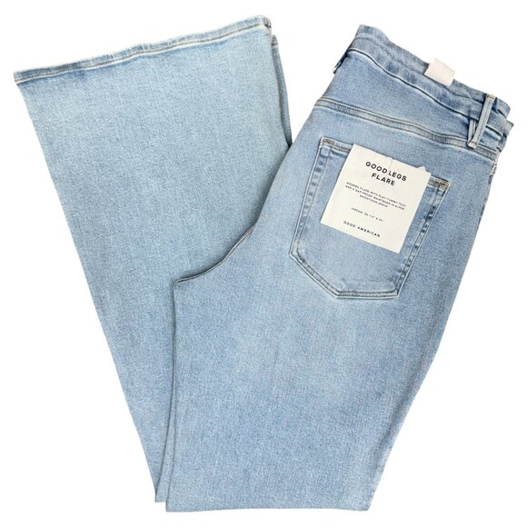 NWT GOOD AMERICAN Good Legs Flare Mid Rise Jeans INDIGO390 | Size 15 - Picture 3 of 12